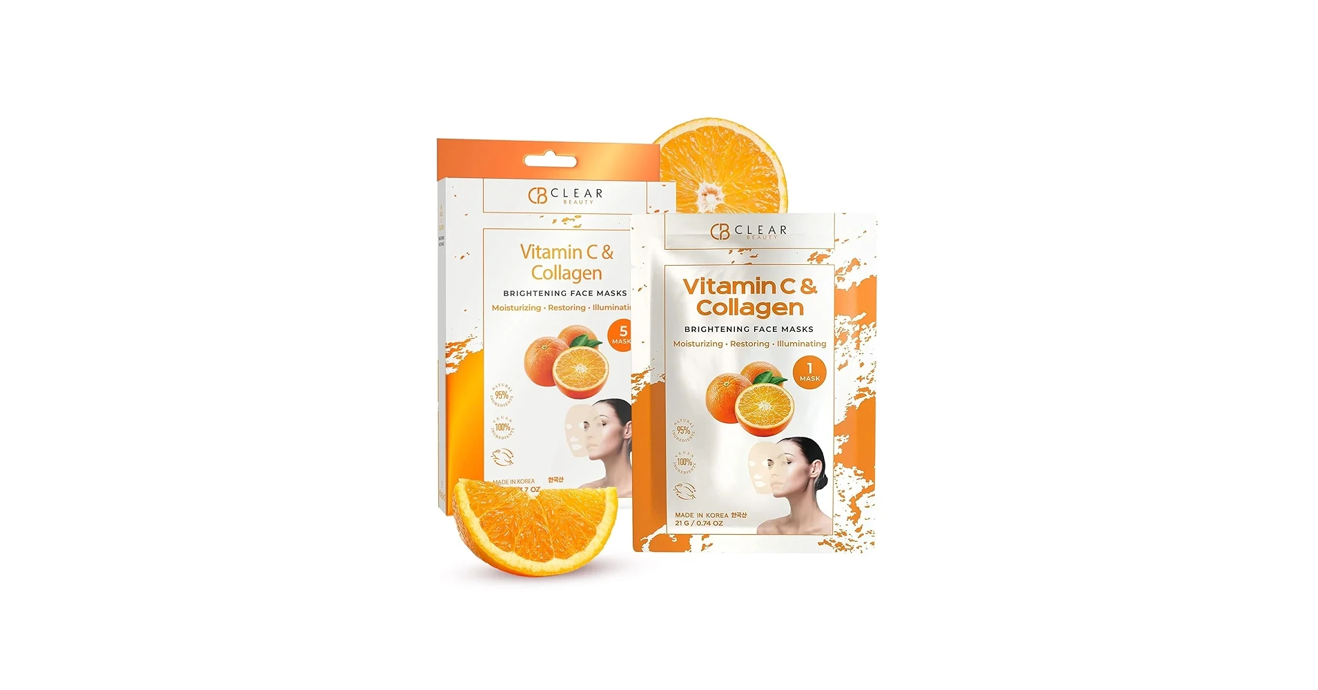 Clear Beauty Vitamin C & Collagen Brightening Sheet Masks