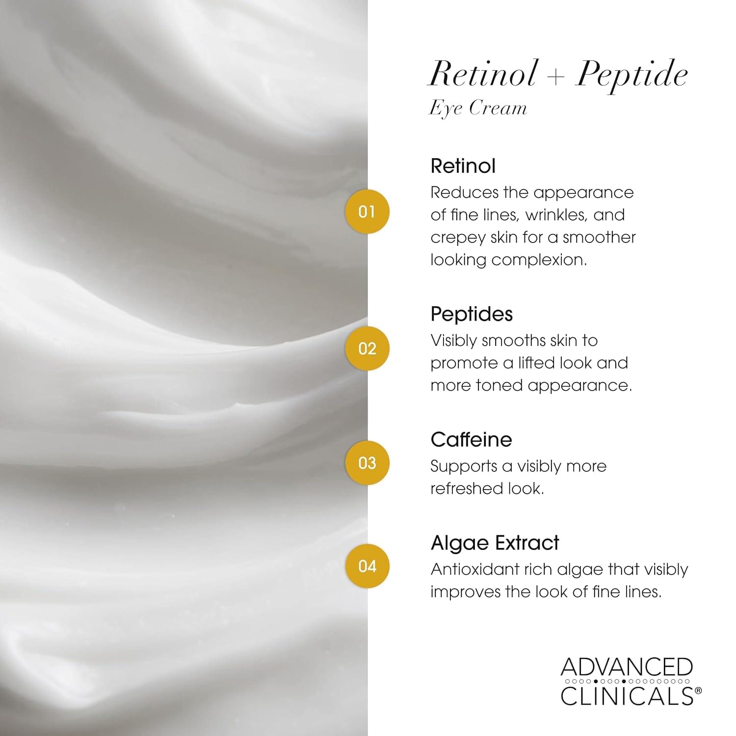 Advanced Clinicals Firming Retinol + Peptide Eye Cream - 1 FL. OZ. (30 mL) - Image 5