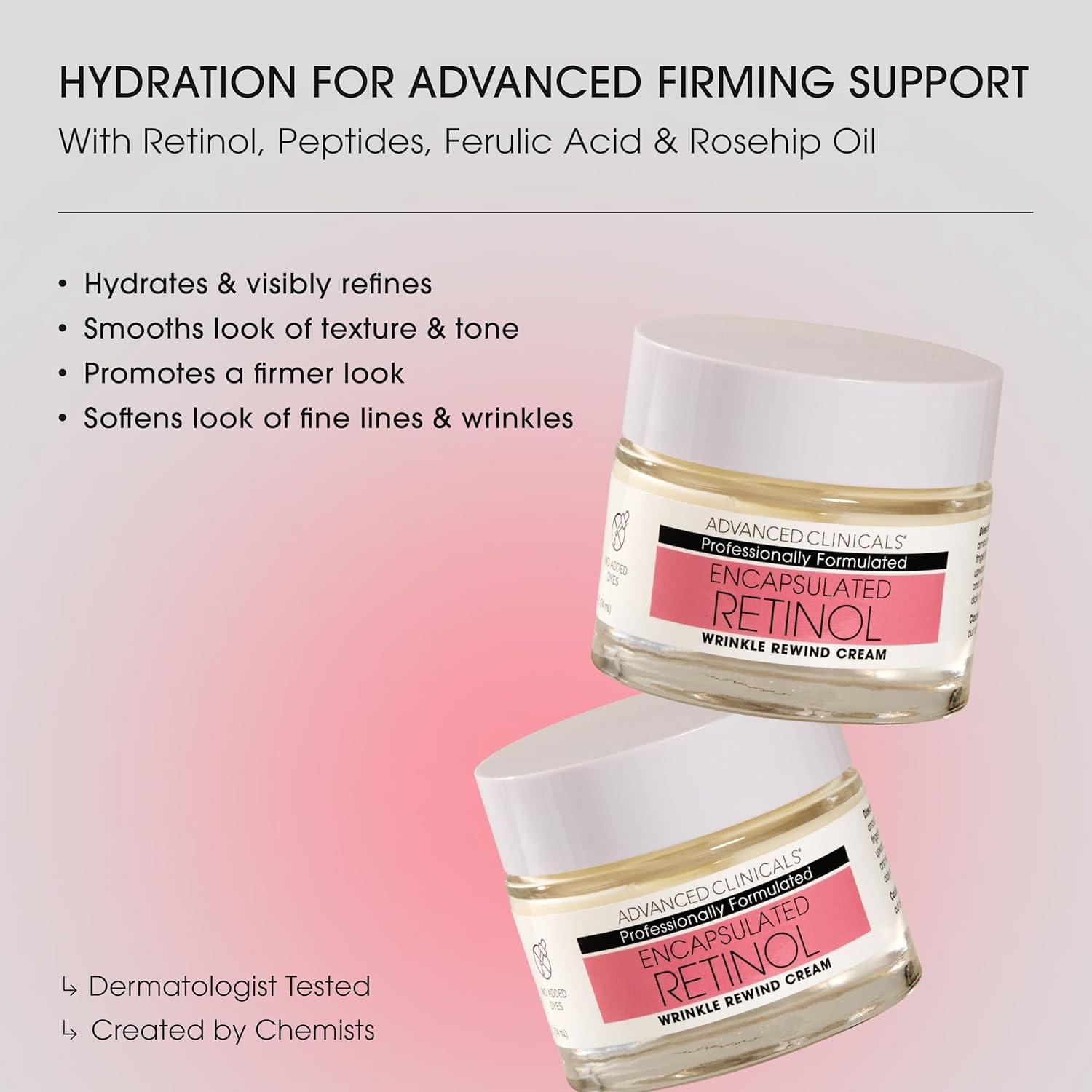 Advanced Clinicals Encapsulated Retinol Wrinkle Rewind Cream - 2.5 FL. OZ. (74 mL) - Image 2