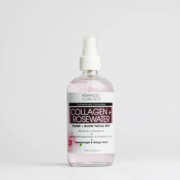 Advanced Clinicals Collagen + Rosewater Plump + Glow Facial Mist - 222ml