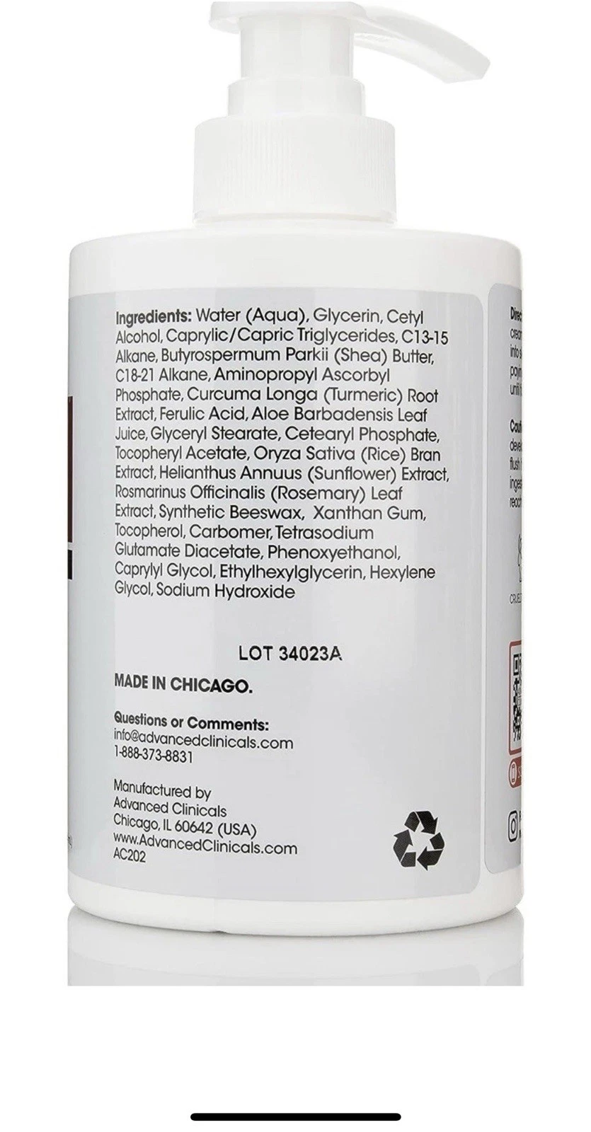 Advanced Clinicals Vitamin C + Turmeric Brightening Face Body Cream 15oz - Image 2