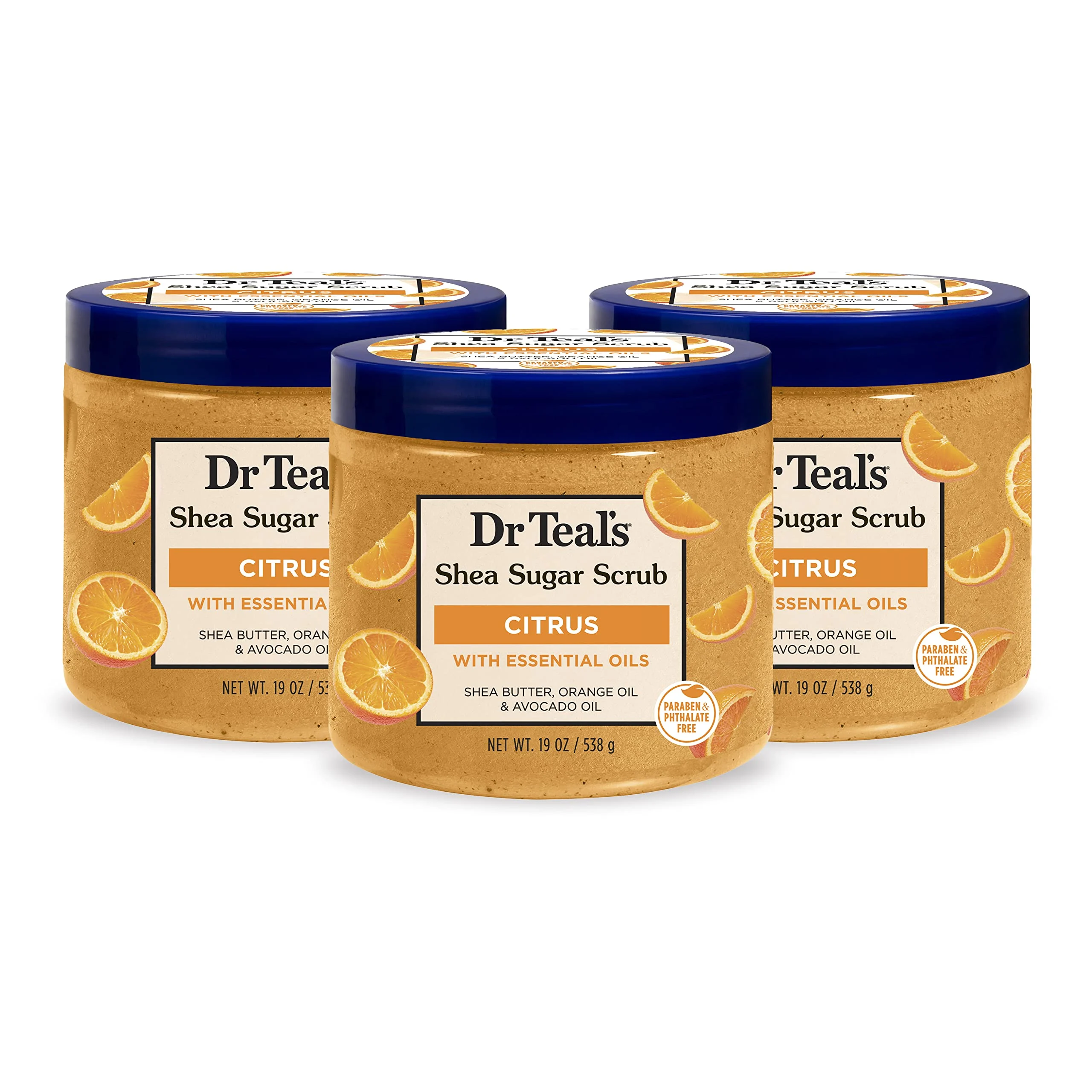 Dr Teal's Shea Sugar Body Scrub, Citrus with Essential Oils & Vitamin C - 19oz