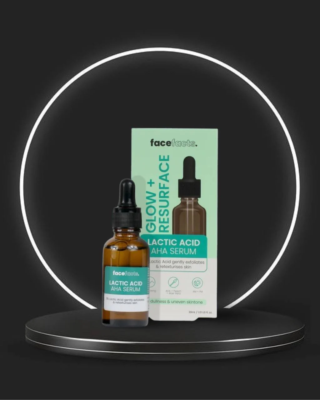 Face Facts Glow + Resurface Lactic Acid AHA Serum - 30ml