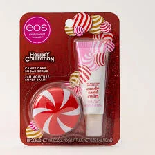 EOS Holiday Collection Candy Cane Sugar Scrub + 24H Moisture Super Lip Balm Set